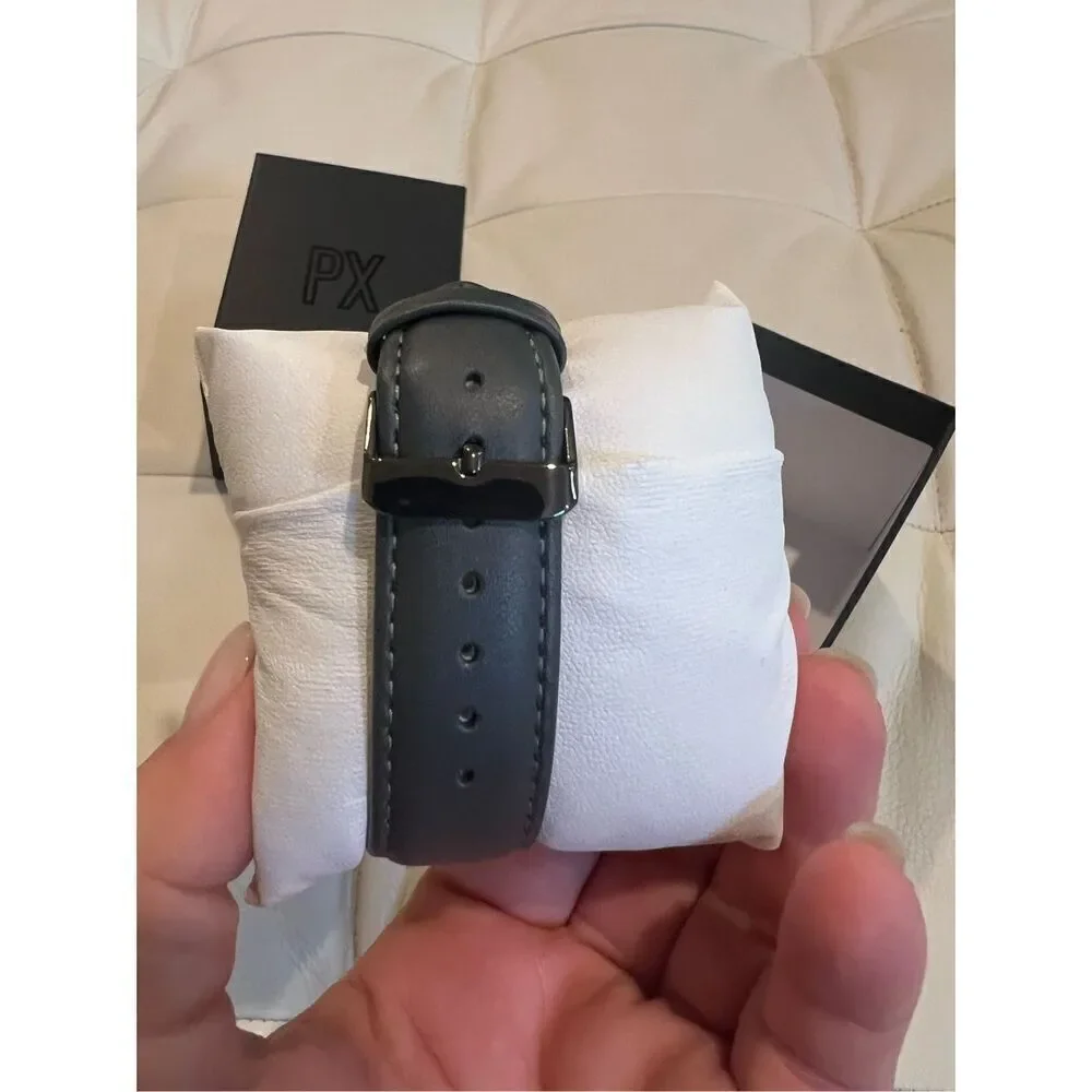 Px Henry Leather Strap Watch dark grey